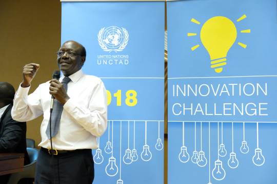 Secretary-General of UNCTAd, Mukhisa Kituyi, announcing the winners of the 2018 UNCTAD Innovation Challenge