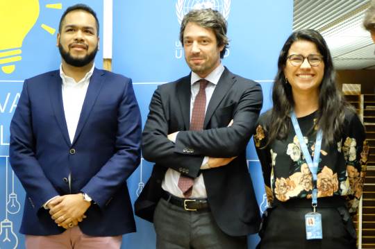 William Taborda, Philippe Rudaz and Tamara Gregol, finalists for UNCTAD's staff Innovation challenge, watch the video of their pitches.
