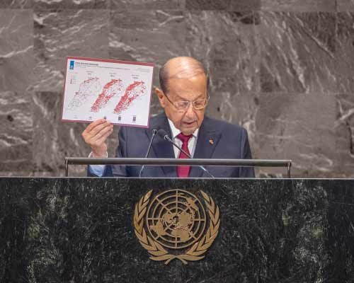 Michel Aoun, President of Lebanon, addresses the General Assembly at its seventy-third session during the general debate at the United Nations in New York on 26 September 2018