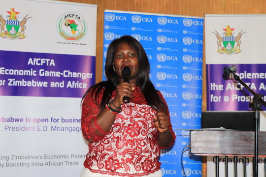 Joy Kategekwa (left), Head of the UNCTAD Regional Offce for Africa, in conversation with Hanna S. Tetteh, Director-General of the United Nations Offce at Nairobi, during UNCTAD Africa eCommerce Week, in Nairobi, Kenya, in December 2018.