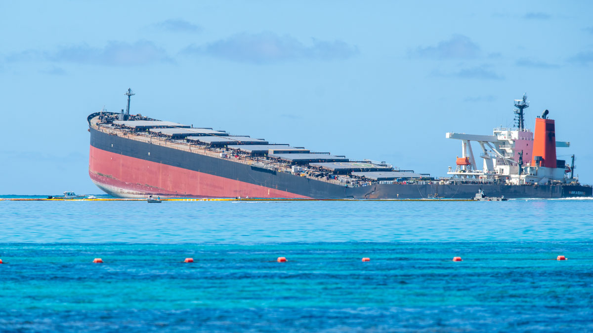 Japanese ship Wakashio wrecked off the coast of Mauritius