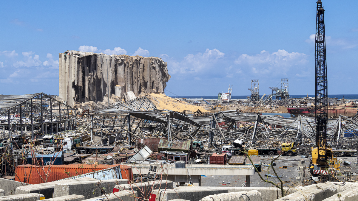 Beirut port after the explosion on 4 August 2020