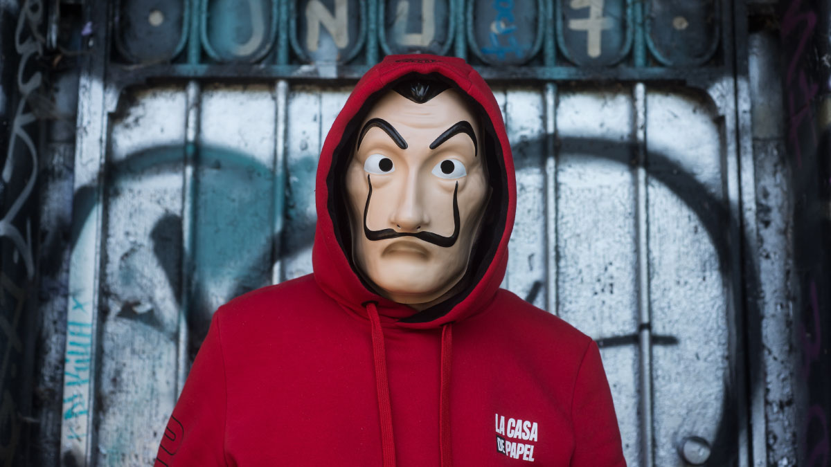 A fan dressed as a character of the popular Netflix series "La casa de papel"