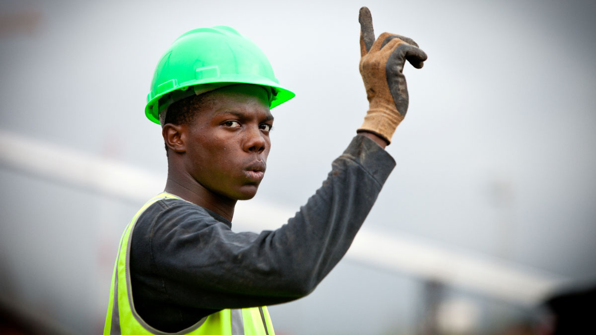 Construction worker in Africa