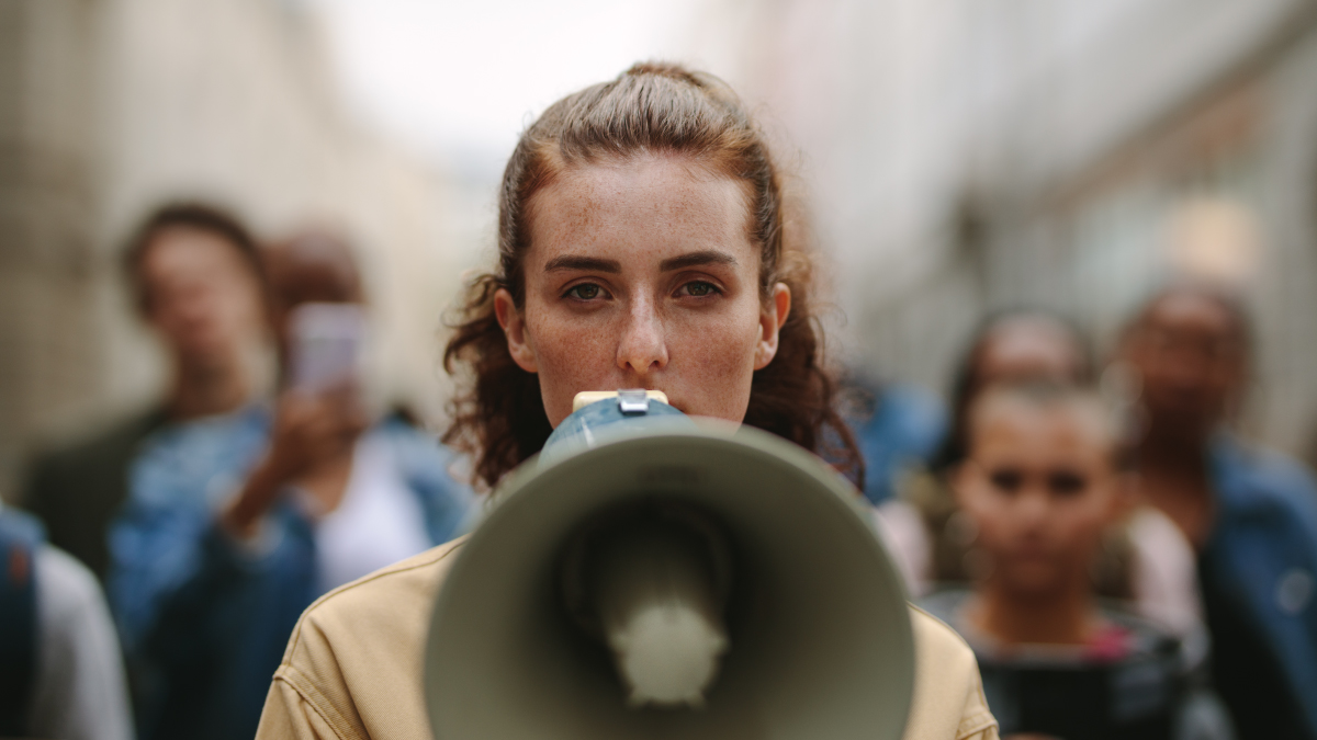 Young people at a protest