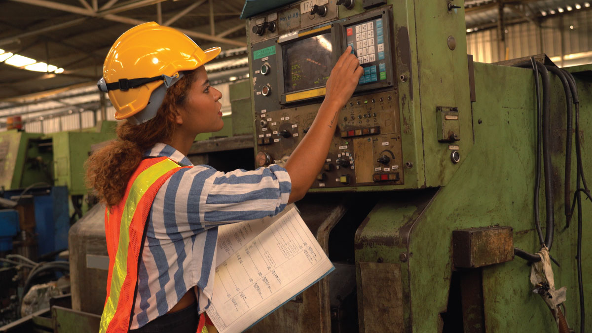 Service woman engineer working