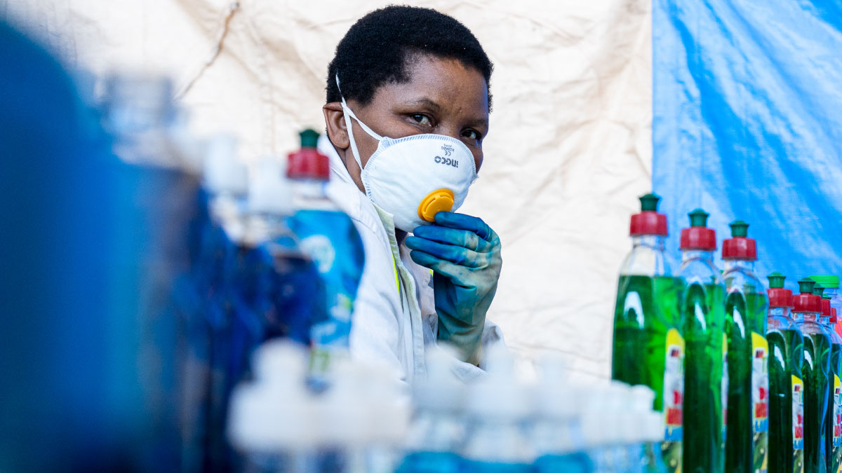 A picture of Martha Maocha, who runs a detergent manufacturing company in Harare, Zimbabwe