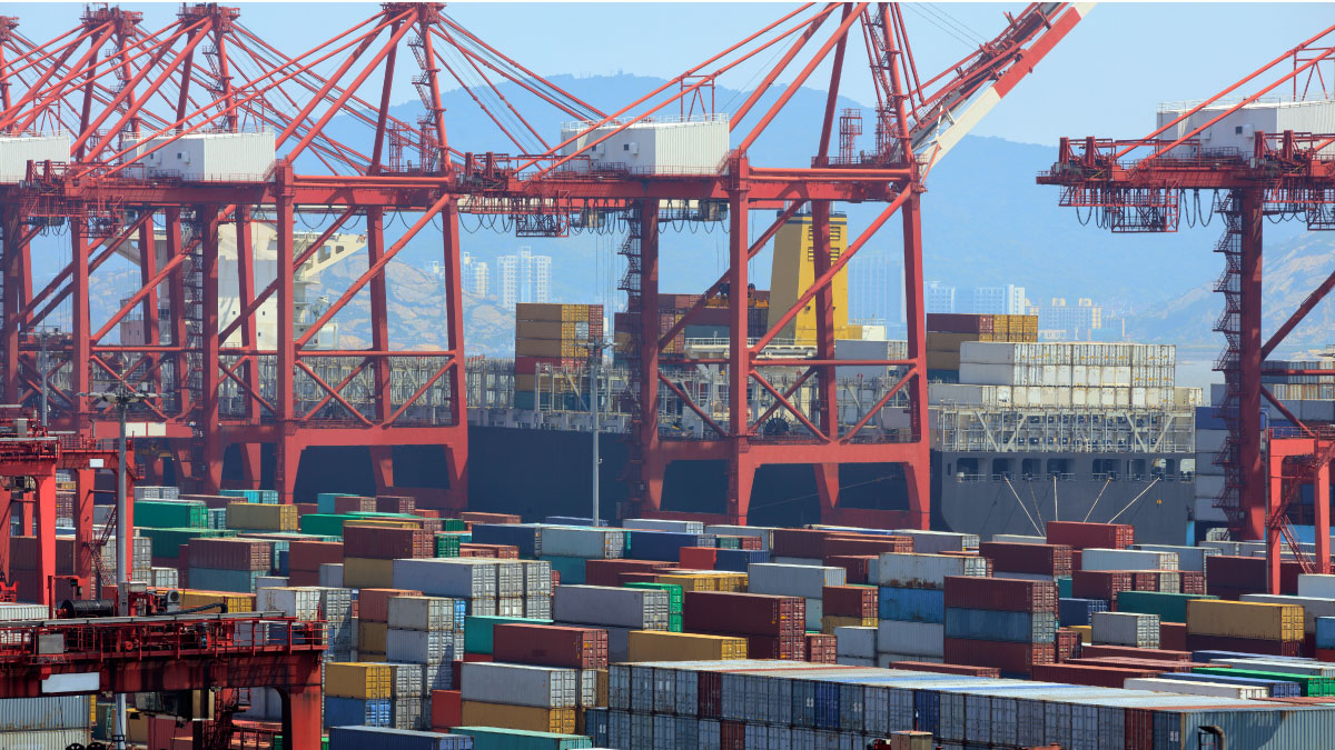 Containers in the port of Shanghai