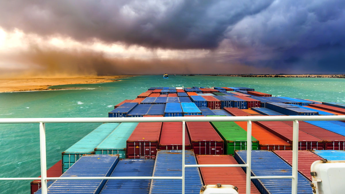 Container ship in the Suez canal