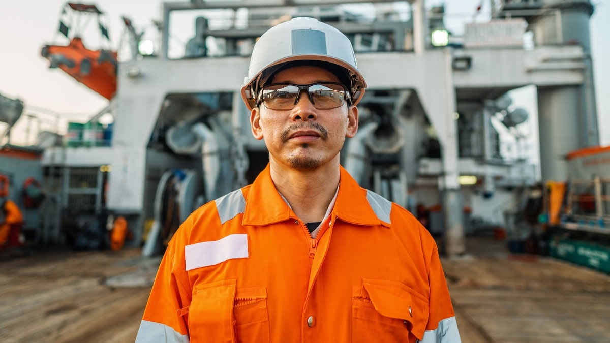 Seafarer on deck of vessel