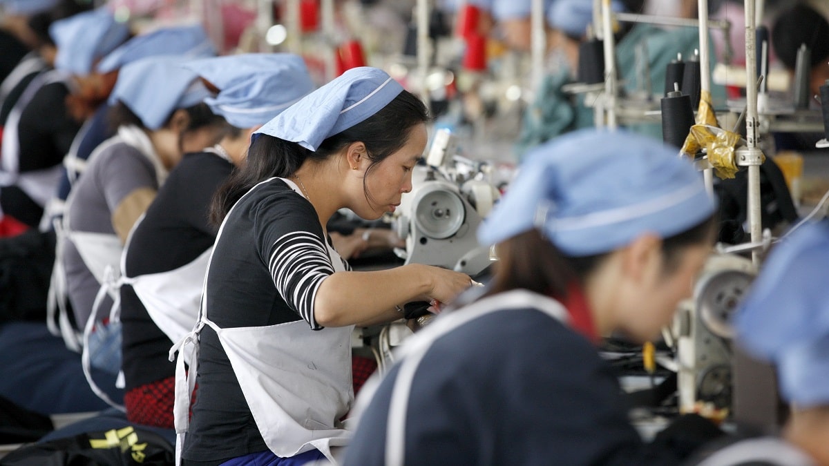 Women workers in a textiles factory in Huaibei, China