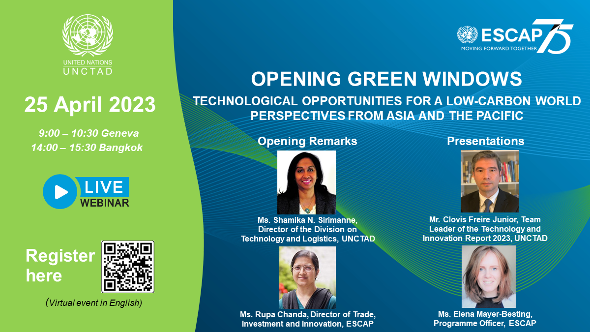 Webinar on opening green windows: Technological opportunities for a low-carbon world – Perspectives from Asia and the Pacific