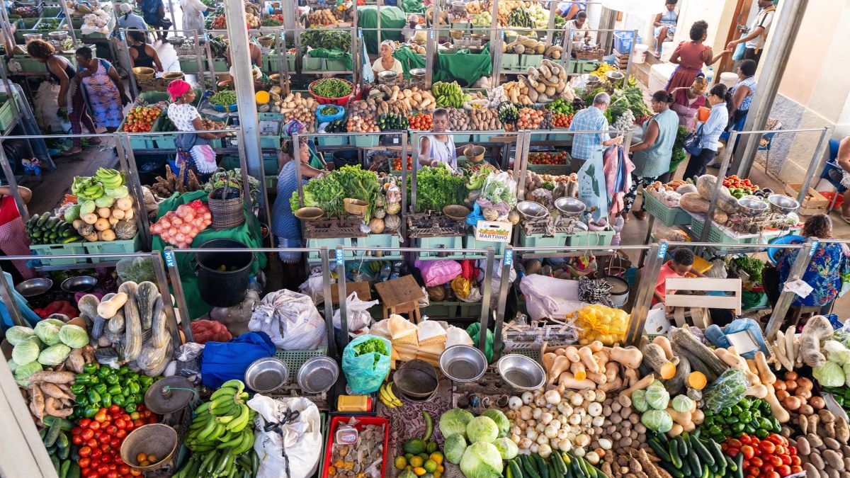 Sao Vicente, Cabo Verde, Africa, April 23 2024, traditional food market scene