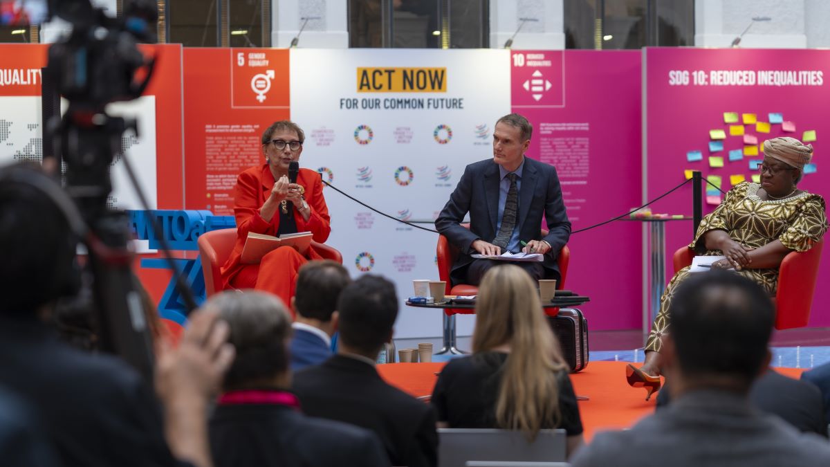 UN Trade and Development (UNCTAD) Secretary-General Rebeca Grynspan speaks at the World Trade Organization on 12 September 2024