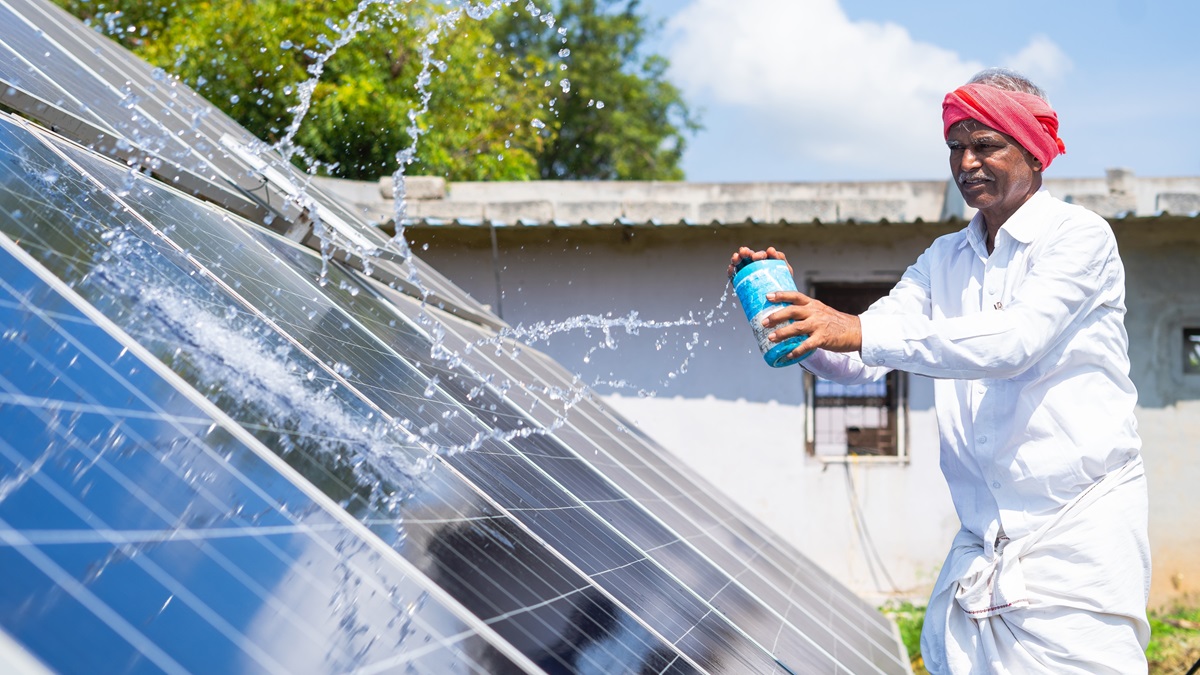 Solar panels in rurual India.