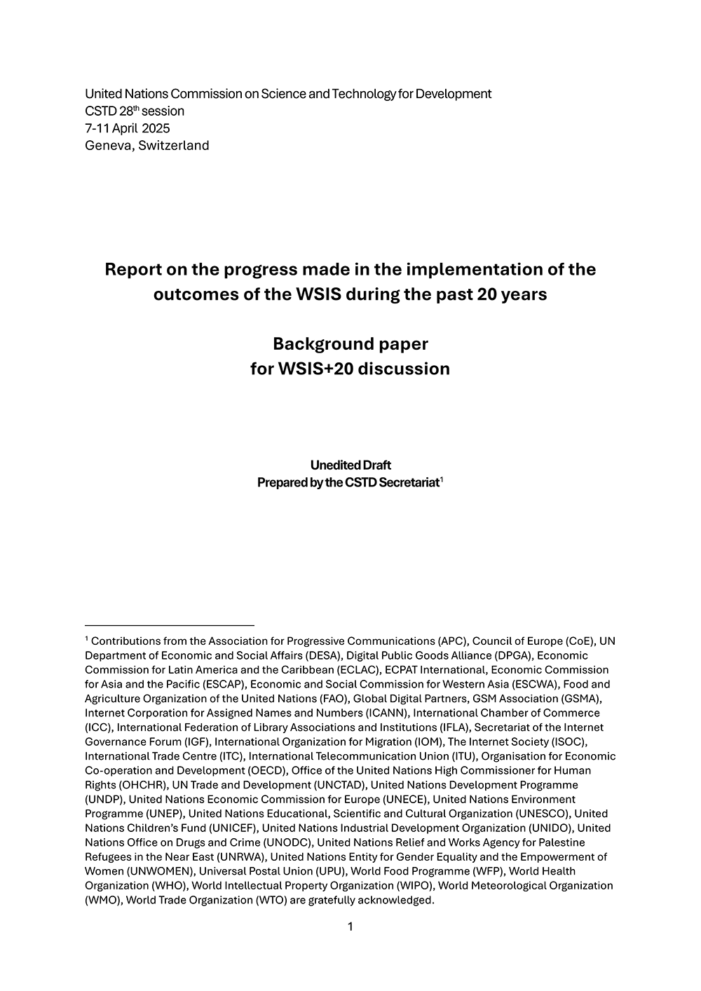 Cover image for Report on the progress made in the implementation of the outcomes of the WSIS during the past 20 years