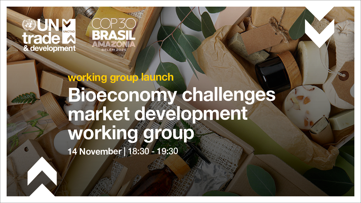 UNCTAD COP30 working group launch on bioeconomy challenges promotional card