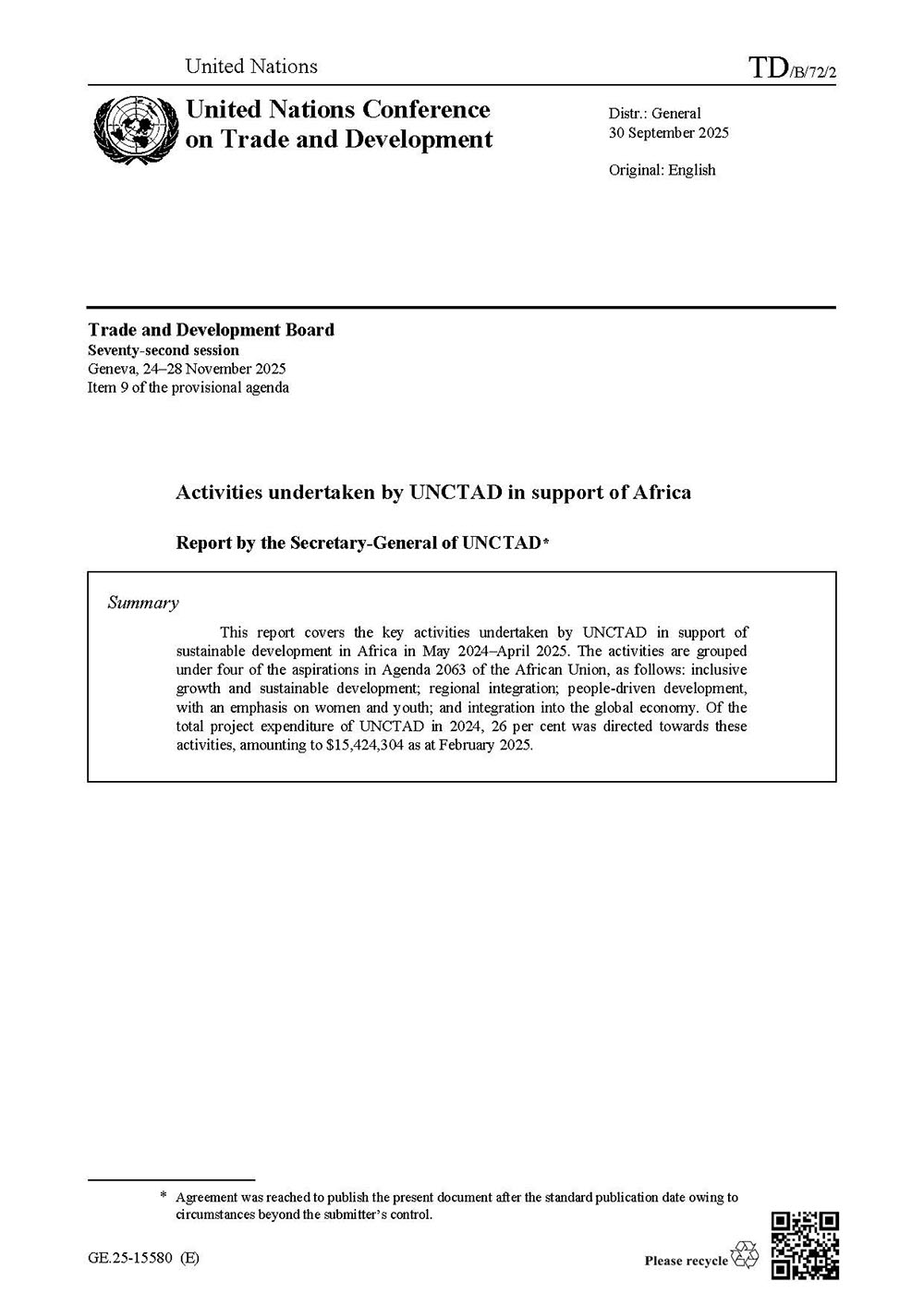 Series: Activities in Favour of Africa