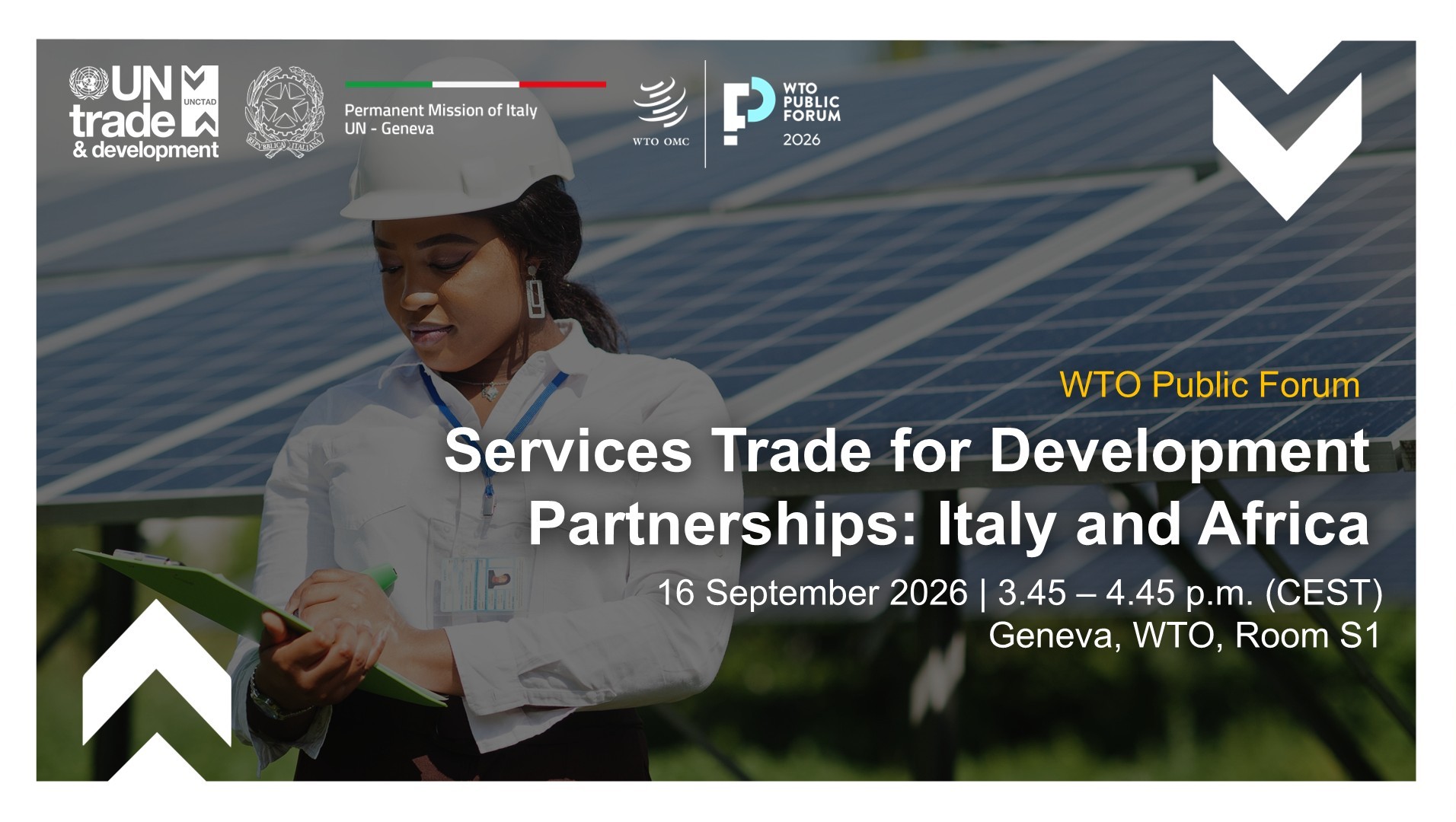 Services trade for development partnerships: Italy and Africa – session at the WTO Public Forum 2026