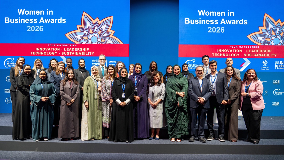 Winners of the 2026 Women in Business Awards at the World Investment Forum in Doha, Qatar, on 26 October 2026.