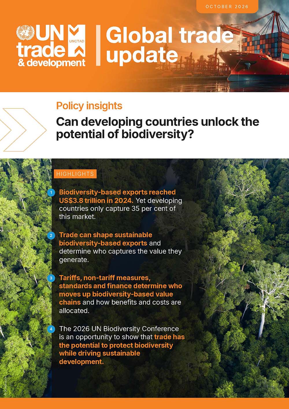 Cover of Global Trade Update (October 2026): Can developing countries unlock the potential of biodiversity?