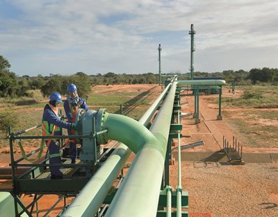 A natural gas pipeline in Mozambique