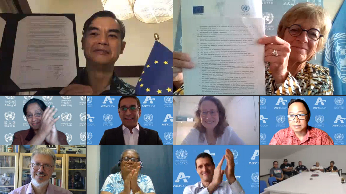 Virtual signing ceremony between UNCTAD and the EU