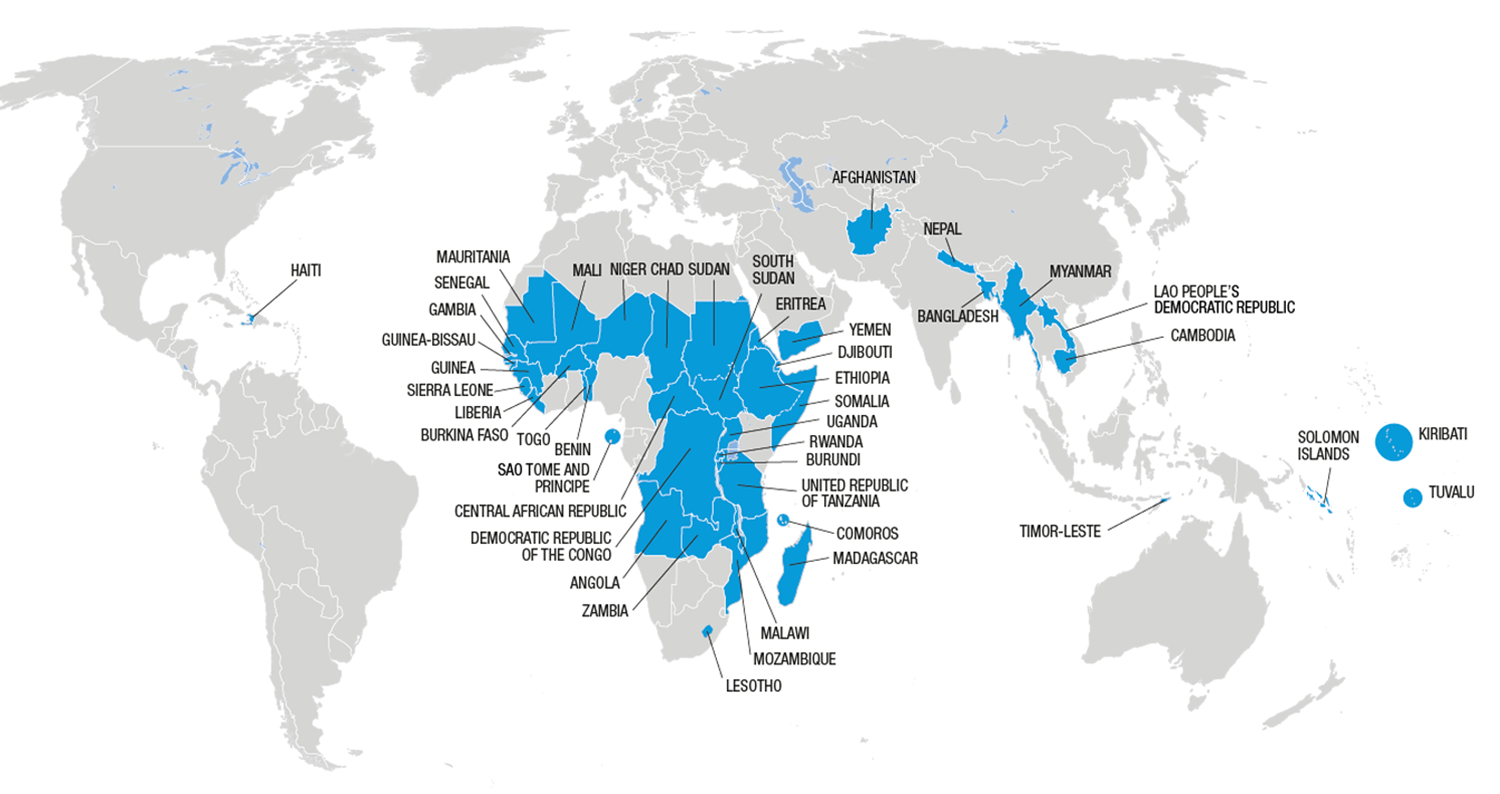 Map of least developed countries