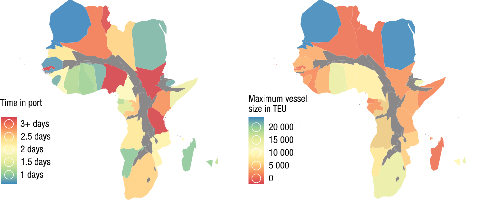 Figure showing container ship port calls in Africa
