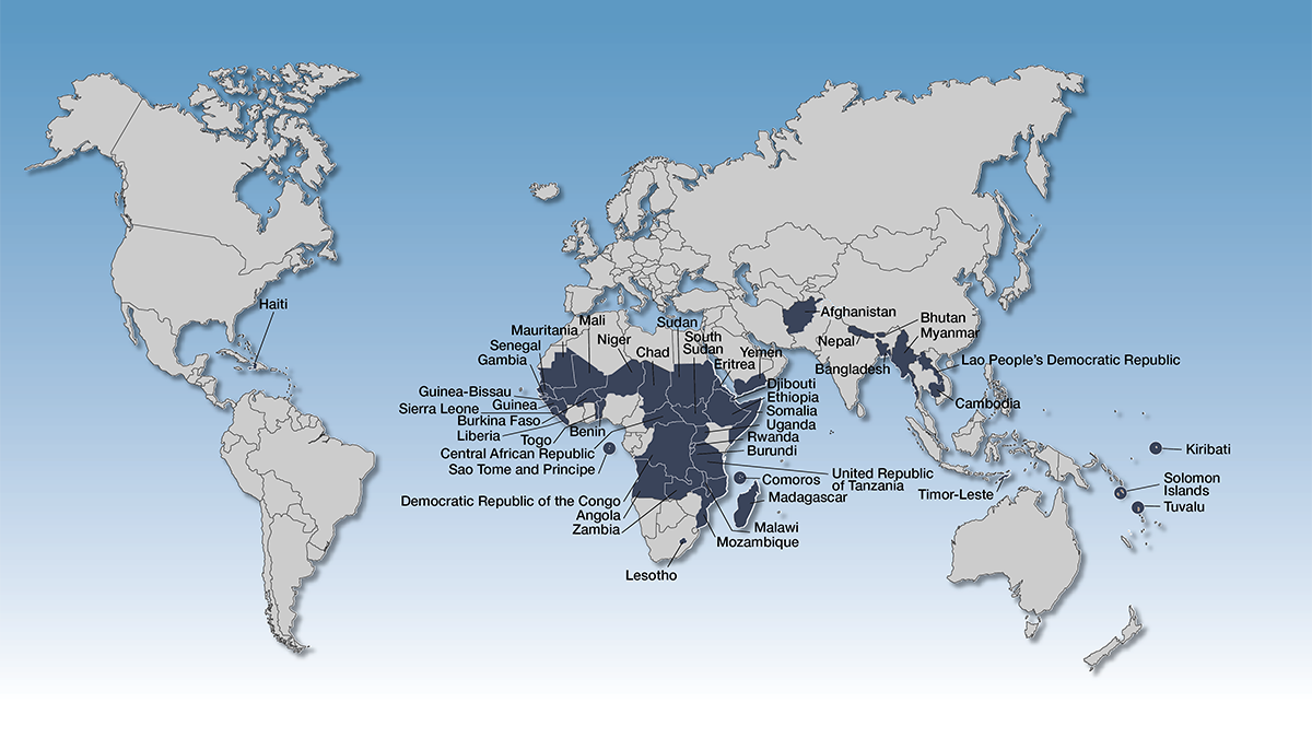 Map of the least developed countries UNCTAD
