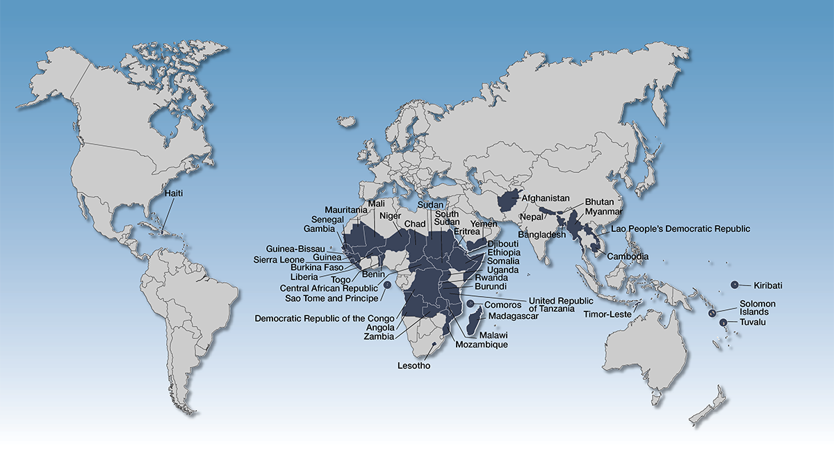 Map Of The Least Developed Countries Unctad