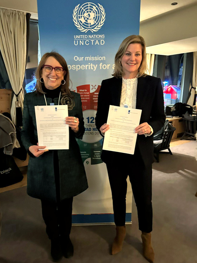UNCTAD Secretary-General Rebeca Grynspan and Dutch Minister Liesje Schreinemacher