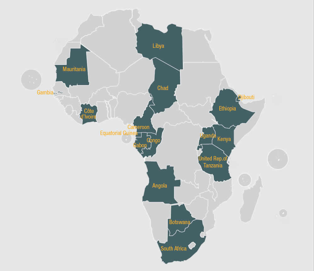 Map showing net receiving countries in Africa