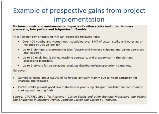 Example of prospective gains related to cotton by-products
