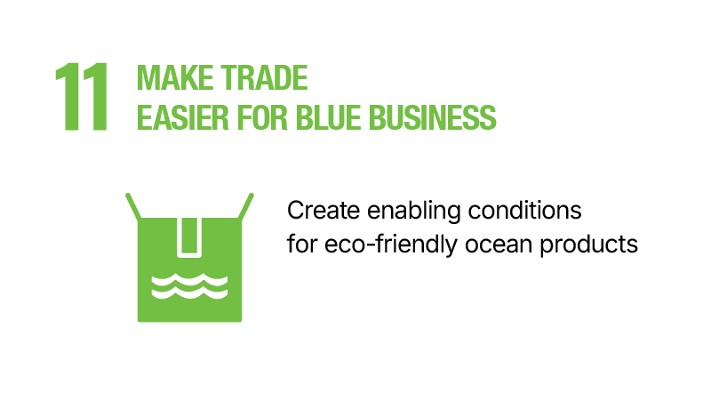 11.	Make trade easier for blue businesses - Create enabling conditions for eco-friendly ocean products.