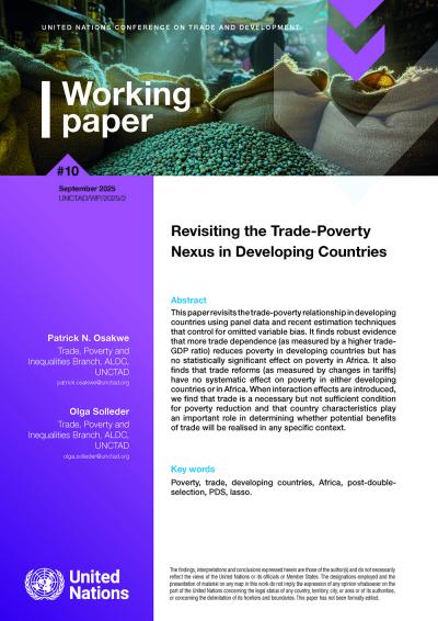 Cover for Revisiting the trade-poverty nexus in developing countries