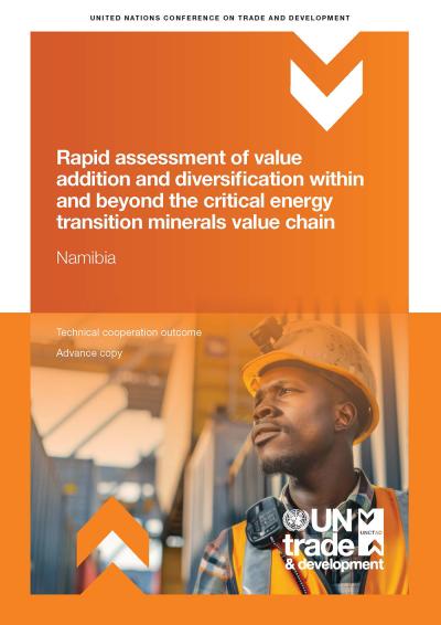 Cover for Rapid assessment of value addition and diversification within and beyond the critical energy transition minerals value chain:  Namibia
