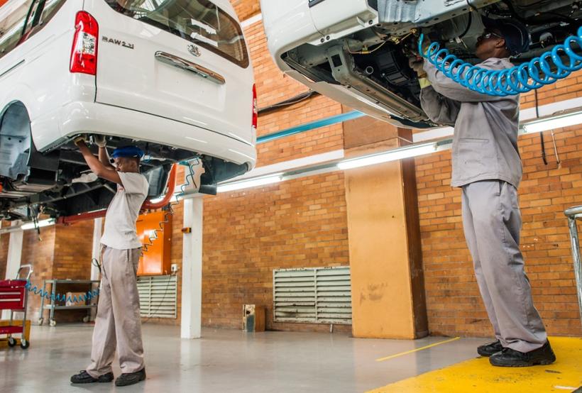 An automobile assembly plant in Johannesburg, South Africa. 