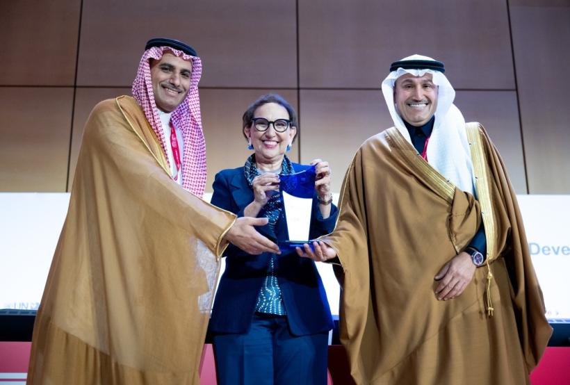 Rebeca Grynspan, Suliman bin Khalid Al-Mazroua and Saleh bin Nasser 