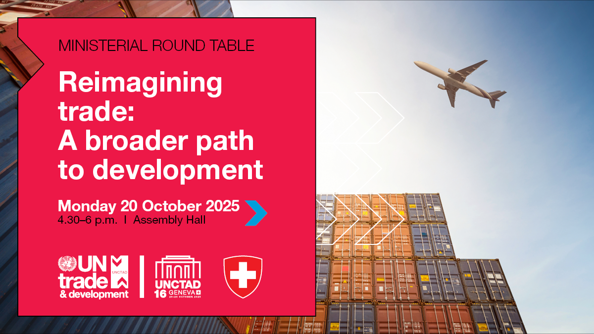 Promotional card for the UNCTAD16 ministerial round table on trade