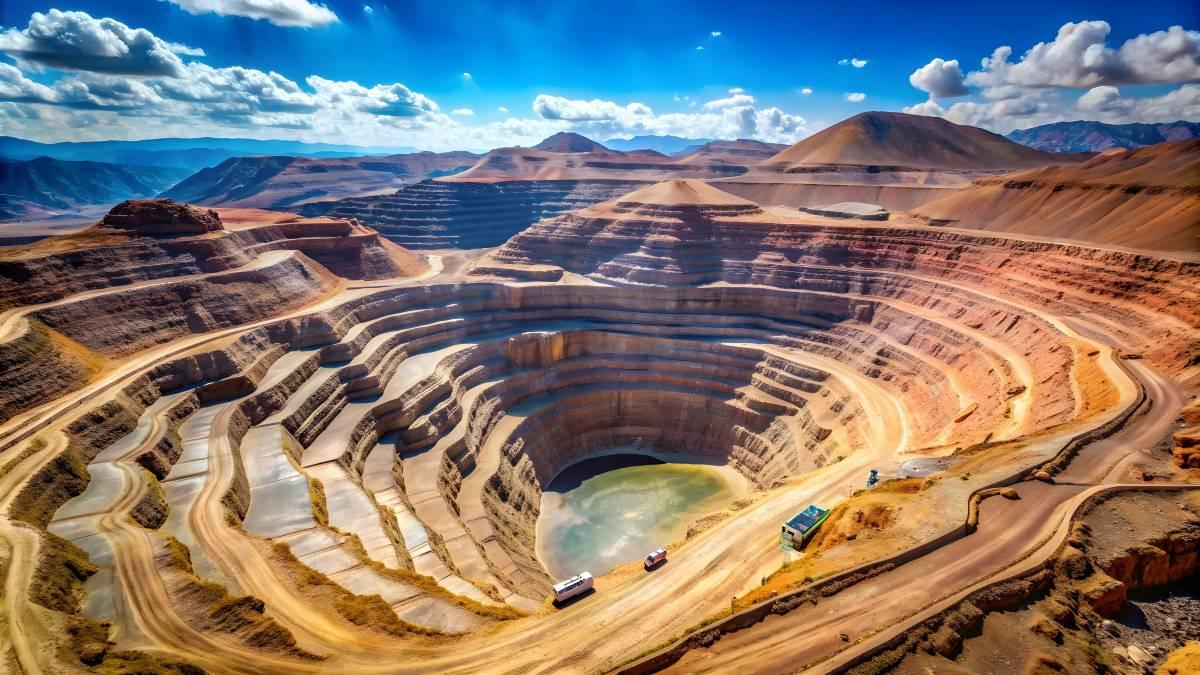Aerial view of open-pit copper mine in Chile