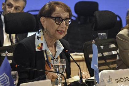 La cheffe d’ONU commerce et développement s’exprime lors de la réunion du G20 au Brésil