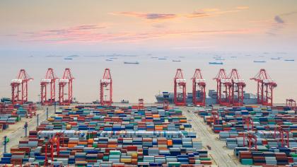 A container terminal in Shanghai, China