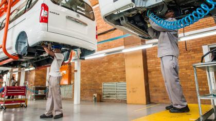 An automobile assembly plant in Johannesburg, South Africa. 