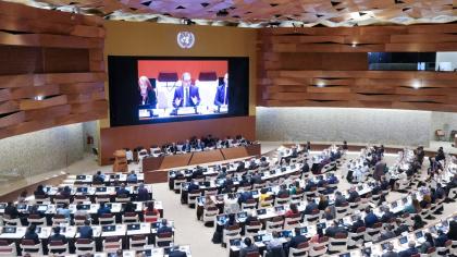 Deputy Secretary-General Pedro Manuel Moreno (middle on-screen) opened the 9th United Nations Conference on Competition and Consumer Protection on 7 July in Geneva