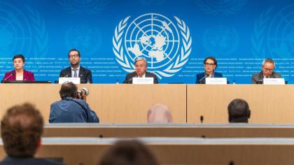 The UN Secretary-General and other leaders announce the launch of the Sevilla Forum on debt