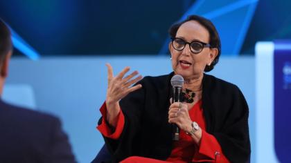 UNCTAD Secretary-General Rebeca Grynspan speaks at the Abu Dhabi Global Summit 2025