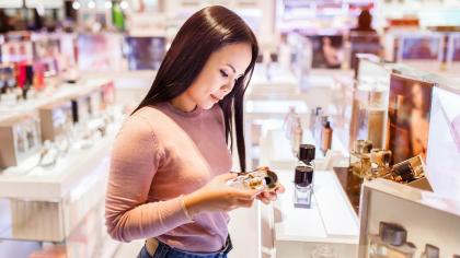 Consumer in duty free shop.