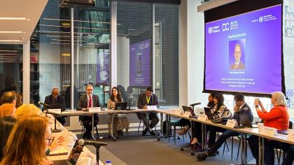 Acting Secretary-General Pedro Manuel Moreno (centre left and on screen) addresses UN Digital Cooperation Day 2026 in New York.