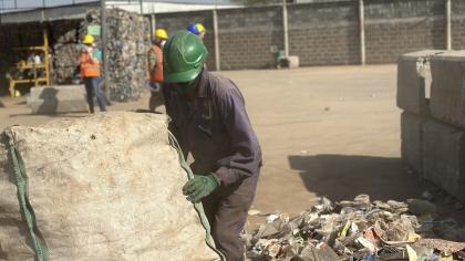 Plastic waste sorting in Nairobi, Kenya.
